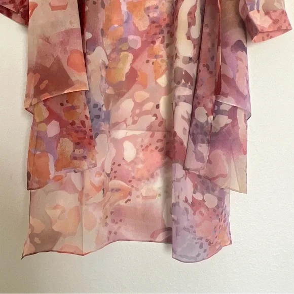 NWT Soft Surroundings Cool Cat Watercolor Kimono Size Small - Picture 4 of 12